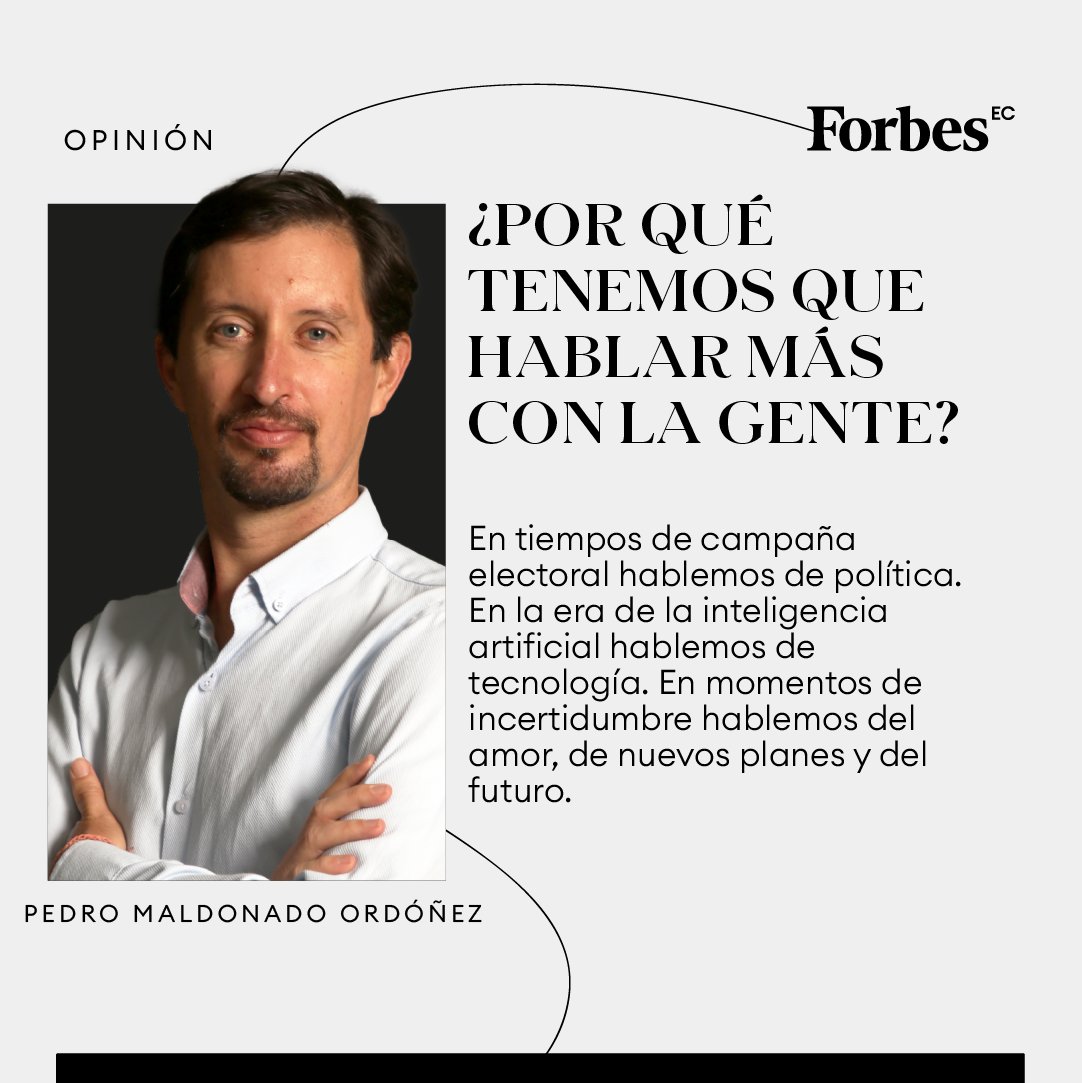 #Opinión | En tiempos de incertidumbre, hablemos. 💬 <a href="/pedromal/">Pedro Maldonado 🇪🇨</a> nos recuerda que la conversación es un refugio y un puente. Lee su artículo y explora el poder curativo de las palabras y cómo hablar nos hace más felices y sabios: acortar.link/wh4NC9

#RelacionesHumanas
