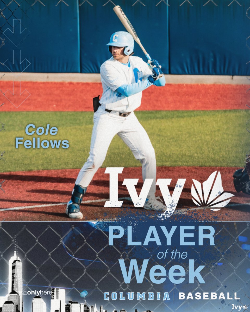Columbia Baseball (@culionsbaseball) on Twitter photo Cole Fellows (<a href="/colefellows7/">Cole Fellows</a>) has been named <a href="/IvyLeague/">Ivy League</a> Player of the Week following a 9-for-17 performance over five games with two home runs and 10 RBIs! โพ๏ธ๐
๐: tinyurl.com/29vsl3ob
#RoarLionRoar๐ฆ // #OnlyHere๐ฝ Cole Fellows (<a href="/colefellows7/">Cole Fellows</a>) has been named <a href="/IvyLeague/">Ivy League</a> Player of the Week following a 9-for-17 performance over five games with two home runs and 10 RBIs! โพ๏ธ๐
๐: tinyurl.com/29vsl3ob
#RoarLionRoar๐ฆ // #OnlyHere๐ฝ
