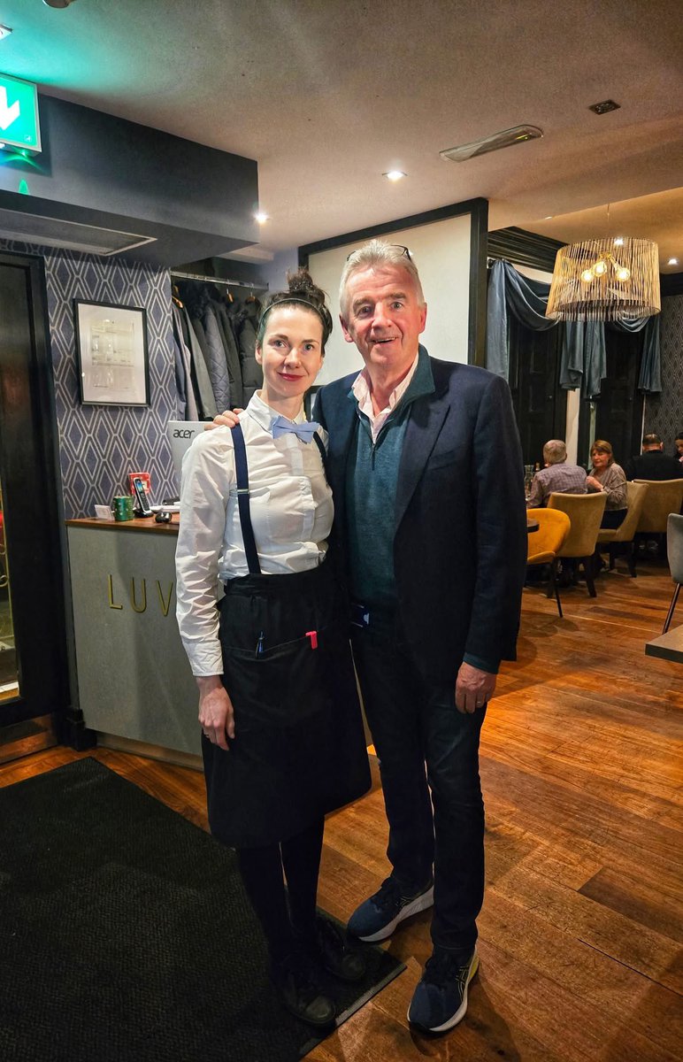Shauns_Aviation🇮🇪✈️ (@shauns_aviation) on Twitter photo Michael O’Leary, the CEO of <a href="/Ryanair/">Ryanair</a> was in for a surprise after he visited a restaurant in Navan this Friday 😅😅
The restaurant, Luvida, charged O’Leary with a ‘Quiet area reservation’ fee, an ‘Extra Leg Space’ fee and a ‘Priority Booth’ fee. They even managed to squeeze Michael O’Leary, the CEO of <a href="/Ryanair/">Ryanair</a> was in for a surprise after he visited a restaurant in Navan this Friday 😅😅
The restaurant, Luvida, charged O’Leary with a ‘Quiet area reservation’ fee, an ‘Extra Leg Space’ fee and a ‘Priority Booth’ fee. They even managed to squeeze