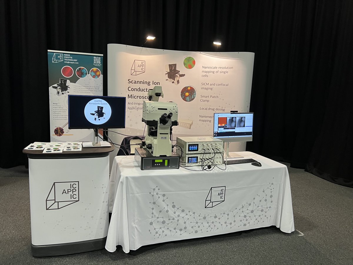 icappic's tweet photo. Catch us at the @ICAPPIC booth to see how Scanning Ion Conductance Microscopy is pushing the boundaries of nanoscale imaging in live biological systems. #Biophysics #Microscopy #SICM #Physics of Life ⁦@PhysicsofLifeUK⁩ https://t.co/rCbkQWGbZW