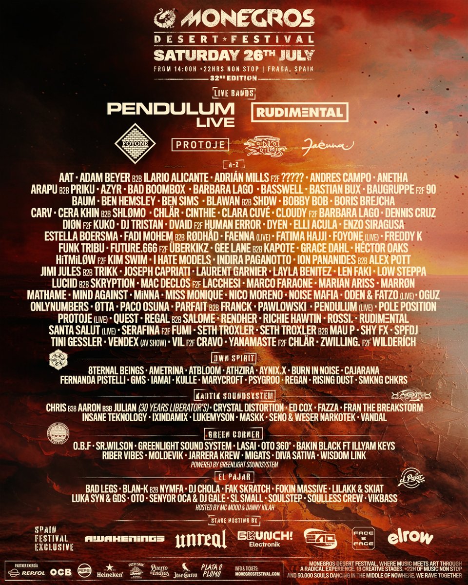 🔥 SPAIN 🔥

See you in the desert <a href="/MONEGROSFEST/">Monegros Festival</a> 💥
monegrosfestival.com/es/tickets