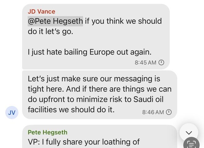 🇺🇸L'administration Trump a ajouté par erreur un journaliste dans une conversation top secrète.

Sur Signal, JD Vance, Hegseth et d'autres officiels très hauts placés ont divulgué leur plan d'attaque sur le Yémen prévu quelques heures plus tard.

Cette fuite de données est une des