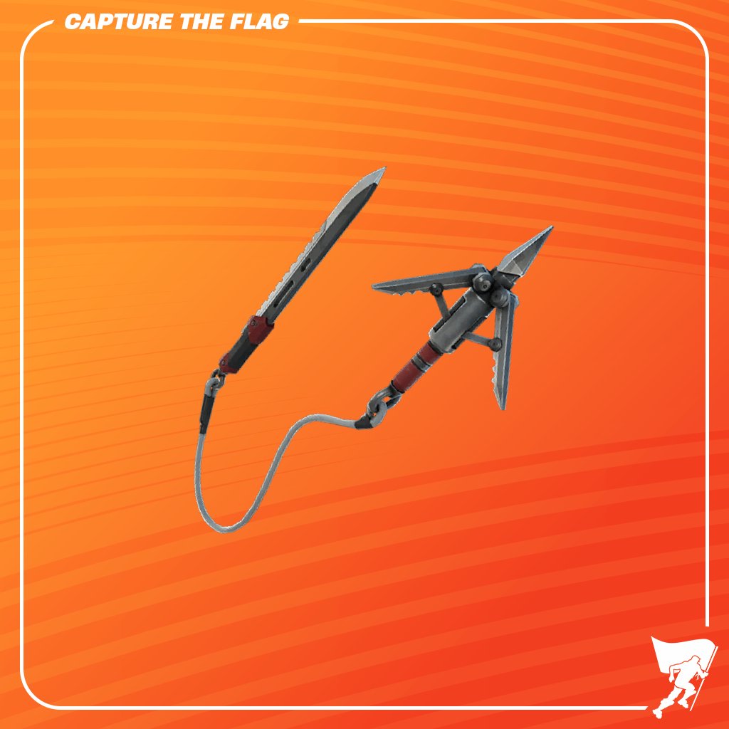 IT'S BACK!!🤩

The fan-favorite Grapple Blade has made a return to Capture The Flag!🚩

Other Changes:
-Lawless Heavy Impact Tracker Rifle un-vaulted
-Rail Gun un-vaulted
-Spicy Fish un-vaulted
-Crash Pad Jr vaulted
-Rocket Drill added
-Free Coins amount increased
-Coins on flag