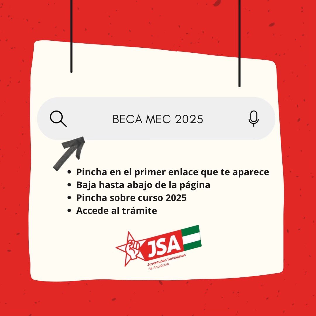 📚Ya puedes solicitar tu beca para el próximo curso escolar 2025-2026✍🏻

🗓️Tienes hasta el 14 de mayo de 2025 para poder solicitarla

🔍Entra en el buscador de internet, busca BECA MEC 2025

👉🏻 educacionfpydeportes.gob.es/servicios-al-c…