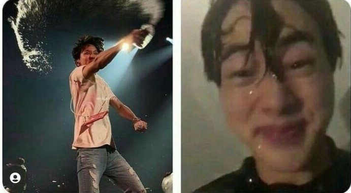 Konserde army'in yüzüne     ön sıradaki army
Su döker...                                     (Army at the front..) 
(Spills water on army at 
concert   )