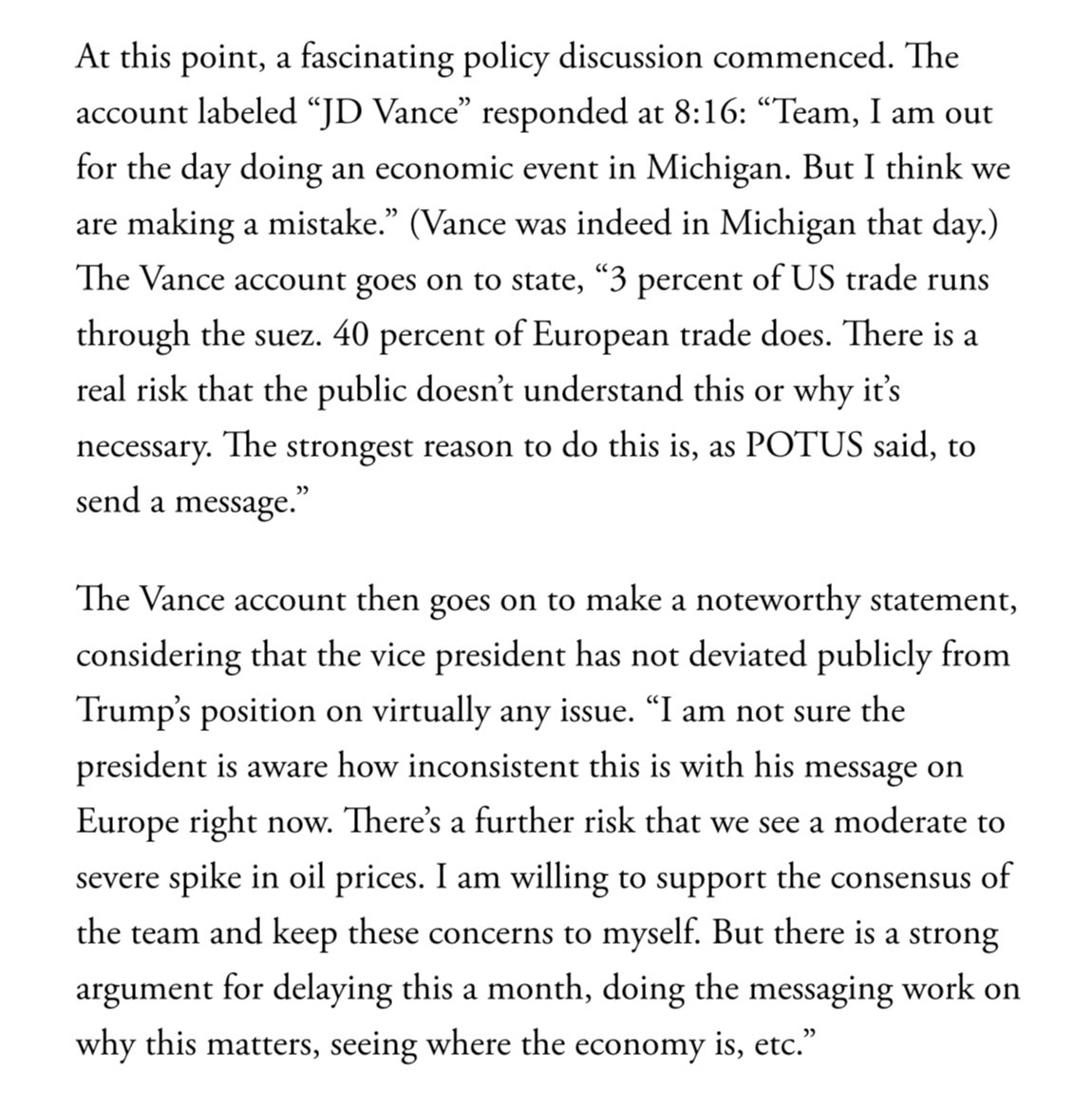 AFpost's tweet image. Over Signal, VP JD Vance privately pushed back against Trump’s move to strike the Houthis in Yemen, calling it a “mistake” and “inconsistent with his message.”

Defense Secretary Pete Hegseth replied to defend the decision.

Follow: @AFpost