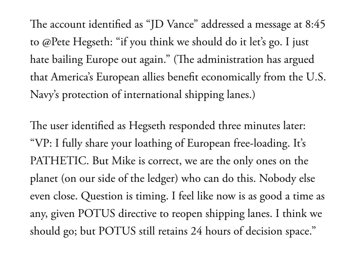 AFpost's tweet image. Over Signal, VP JD Vance privately pushed back against Trump’s move to strike the Houthis in Yemen, calling it a “mistake” and “inconsistent with his message.”

Defense Secretary Pete Hegseth replied to defend the decision.

Follow: @AFpost