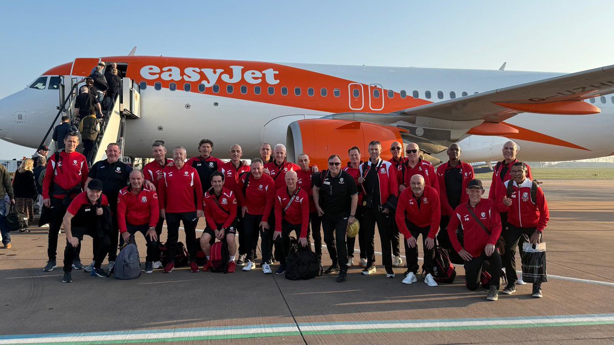 Good luck to our 60s squad currently travelling out to play in this years Over 60s Four Nations tournament in La Manga with <a href="/easyJet/">easyJet</a> 

First game tomorrow at 2pm against <a href="/NorthernIreland/">Northern Ireland</a> 

#VetsFootball ❤️🏴󠁧󠁢󠁷󠁬󠁳󠁿⚽️