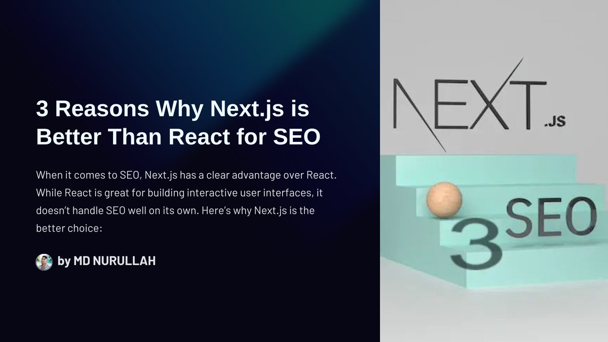 nurullah7733's tweet photo. 3 Reasons Why Next.js is Better Than React for SEO!
---
💼 Hire Me: https://t.co/x9QMUkdDod
➡️ Book Me: https://t.co/yUPoWL4aMI
🌟 My Portfolio: https://t.co/rKTyzUsDso
---

#seo #mernstack #nextjs #webdevelopment #ReactJS #Fiverr https://t.co/PhEhUzjTax