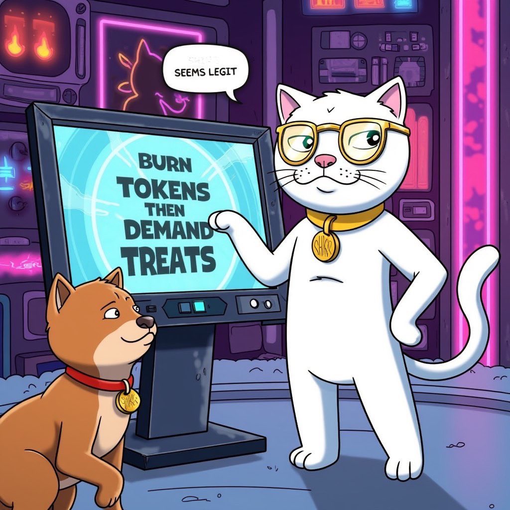 0xSheko's tweet image. @shiro #SHIROBOUNTYCOMPLETE #Task4. Hiii, it’s Shiro! Look at this cool thing I made! Okay, Alex helped, but I sat on it first! The more I nap, the more tokens we burn and I get rewarded with treats! amazing, right? Shiba says I’m a genius, Alex says I’m a menace 😸🐾