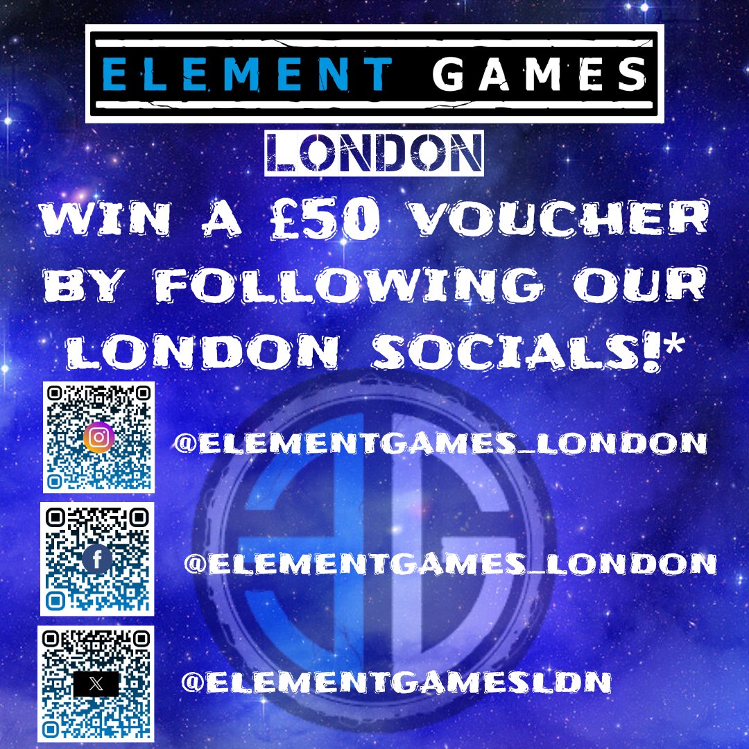 Follow our new London store on social media to be in with a chance to win! The voucher will be usable online or in any of our stores. Winners will be drawn on Friday 4th April.
Instagram@elementgames_london
Facebook@elementgames_london
X@elementgamesldn
