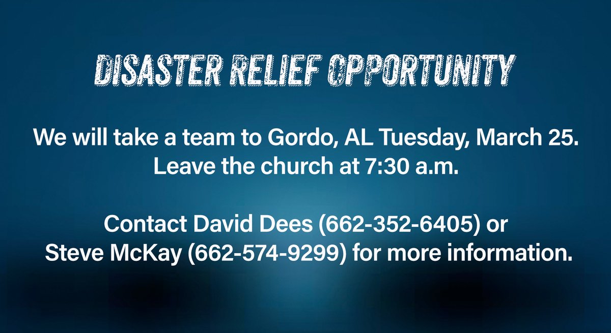FVBChurch's tweet photo. Disaster Relief Opportunity - Tuesday, March 25. https://t.co/iSk3KJ0gvU