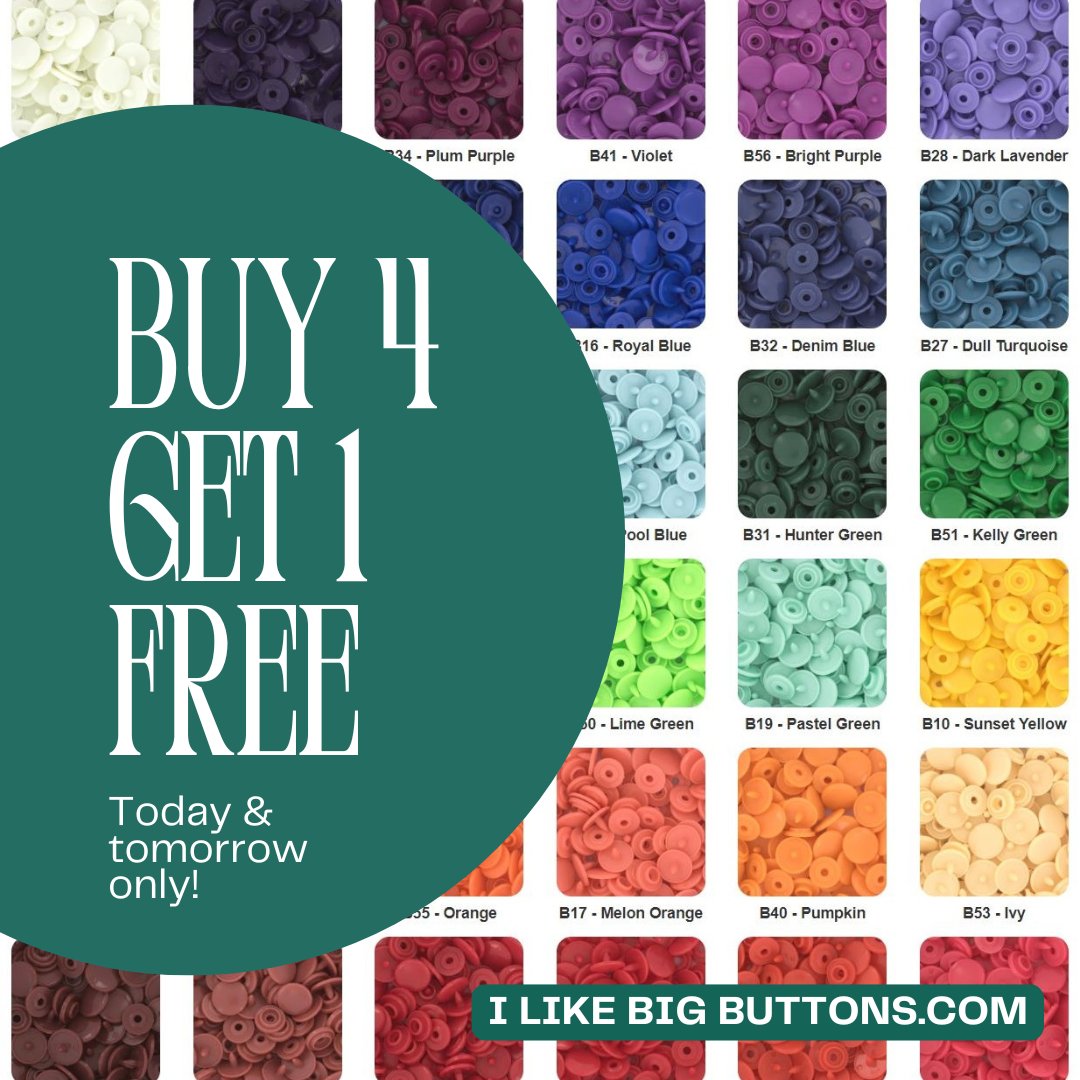 ilovebigbuttons's tweet image. ⚡️Monday Madness Deal!⚡️

Buy 4, Get 1 Free - 1000 sets of Size 16 with coupon code: SNAPBOGO

Buy Now: ilikebigbuttons.com/collections/ka…

**Deal is good today and tomorrow only (3/24 - 3/25)

#flashsale #mondaymadnessdeal #kamsnaps #kamsnapssale #ilikebigbuttons #limitedtimeoffer