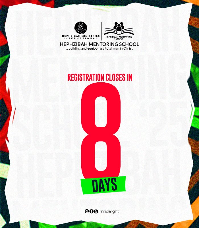 HMIdelight's tweet photo. HMS Registration for Cohort 25.2 closes in 8 Days

Register now using the link in bio.
https://t.co/fEFo1aWOEu

#HMS2025
#HephzibahMentoringSchool
#GreatGrace
#HephzibahMinistriesInternational https://t.co/48BvpeyiGH