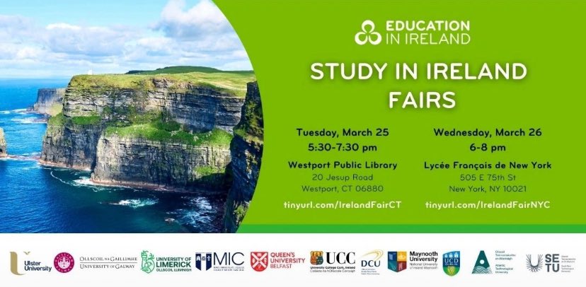 Meet <a href="/ReidyDeclan/">Declan Reidy</a> <a href="/atu_ie/">Atlantic Technological University</a> <a href="/EduIreland/">Education in Ireland</a> 🇺🇸 fairs 📆 Tuesday March 25th 🕠 5:30pm to 7pm 📍 Westport, CT 📆 Wednesday March 26th 🕕 6pm to 8pm 📍 New York. #StudyAbroad #ATUGlobal
