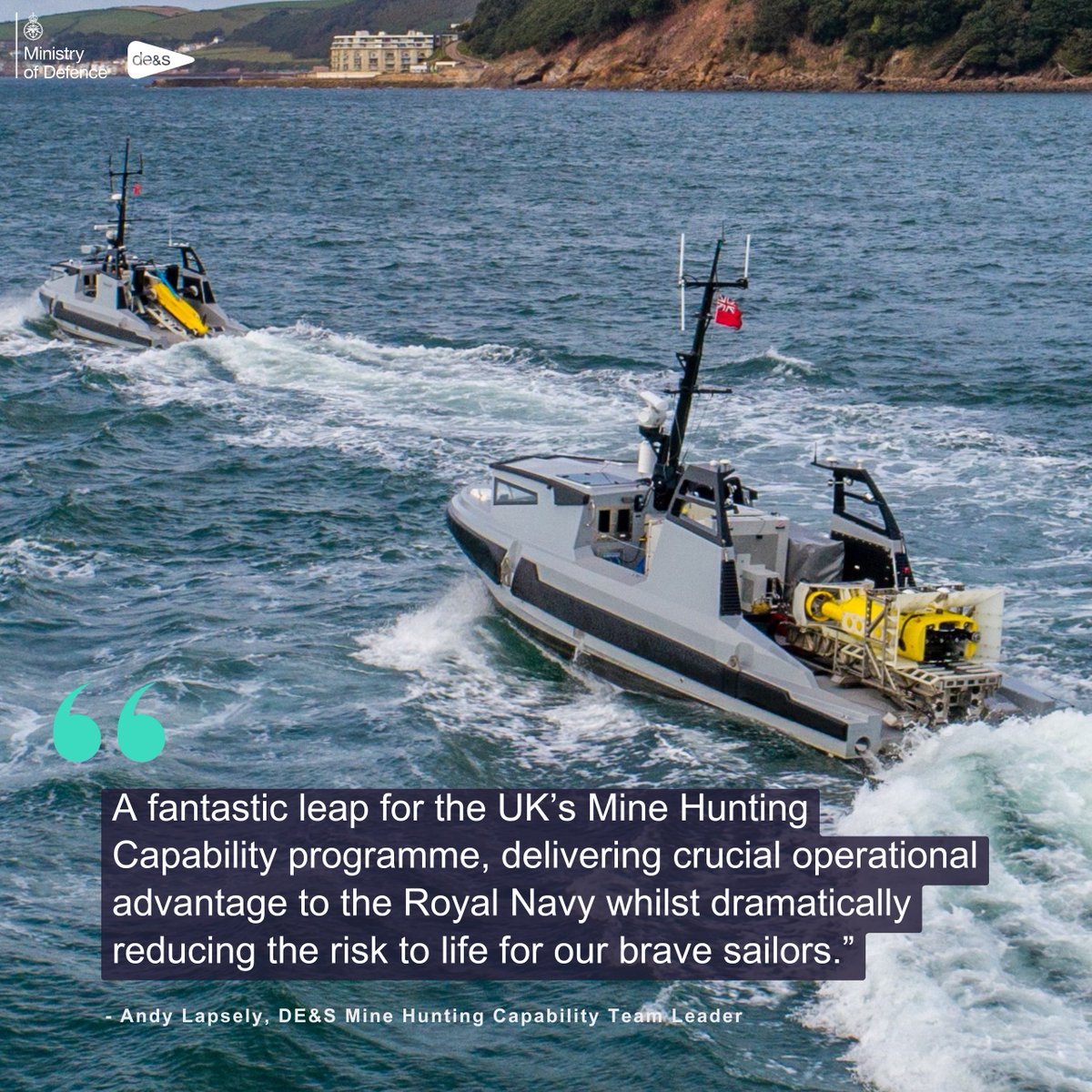 We have celebrated the first Maritime Mine Counter Measure system entering service with the <a href="/RoyalNavy/">Royal Navy</a>.
 
A special thanks to our allies, #OCCAR &amp; <a href="/ThalesUK/">Thales UK</a>, for helping us reach this milestone.  🙌 

Full story: des.mod.uk/first-autonomo…