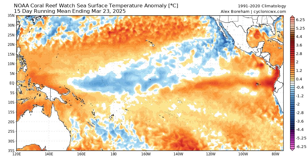 Despite the persisting cold anomalies near the dateline, I would say that the ongoing La Niña event has come to a conclusion. The SSTs in the tropical Pacific are far more consistent with a strong -PMM signature projecting onto the ENSO regions than a true La Niña right now.