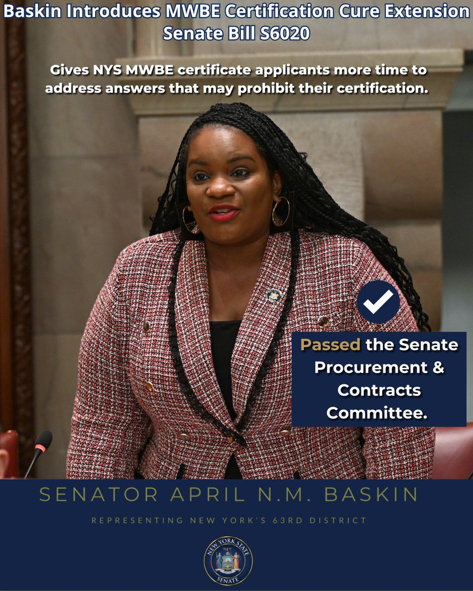 Passed out of committee! ✅ This is a crucial step forward in supporting minority and women-owned businesses. On to the next stage! For more info, visit nysenate.gov/senators/april…