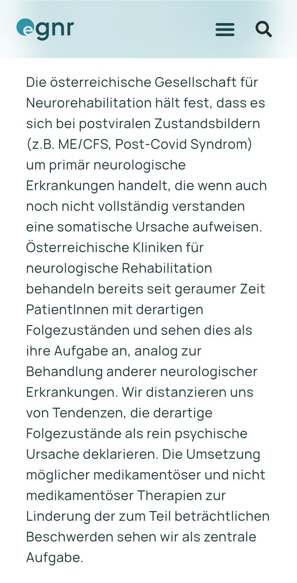Ein klares Statement der österreichischen Gesellschaft für Neurorehabilitation (ÖGNR) zu ME/CFS und Long Covid.

Danke!