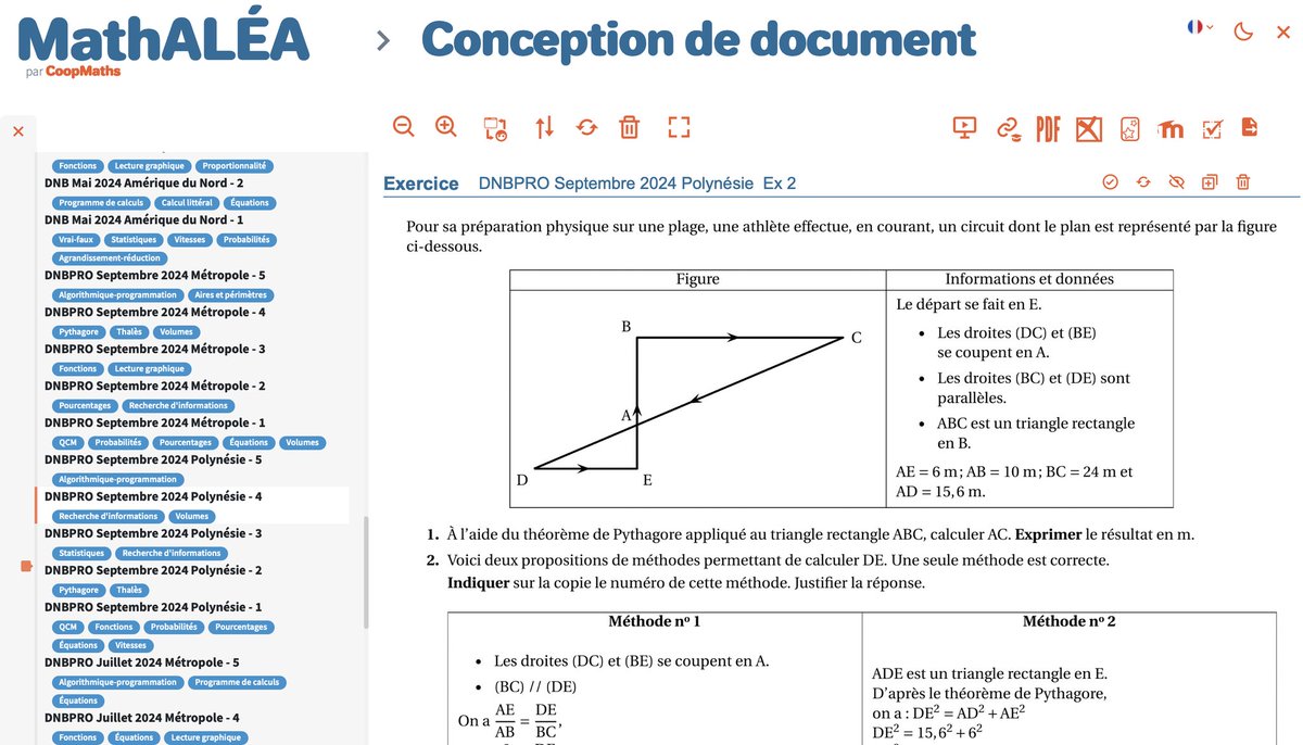 CoopMaths_fr's tweet image. 🆕️ 40 nouveaux exercices d&apos;annales de DNB Pro sur #MathALÉA (2024 et 2023), à retrouver avec les autres exercices de DNB.
Parfait pour composer un sujet de dnb blanc ou un devoir en quelques clics !
#maths #dnb #laForgeEdu