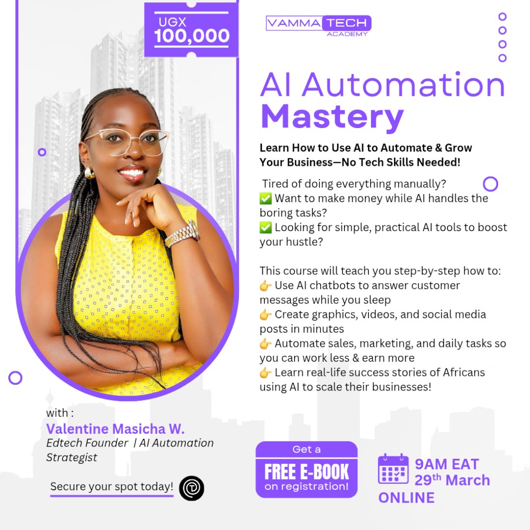 Ever feel like you're drowning in busywork? 

This 90-min masterclass will show you how to let AI handle the boring stuff so you can focus on MAKING MONEY 💰

March 29, 2025 | Online | Limited
Book 👇
tubayo.com/events/67e1469…
 #AIAutomation #WorkSmarter