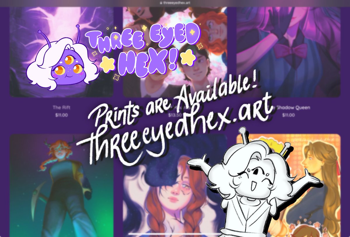heavyhandedhex's tweet image. hello, some of my artworks are now available as prints!! :DD
⭐️ threeeyedhex.art ⭐️
i’ve put up six prints so far, all hermitcraft and life series related!! if you want me to put up a specific artwork as a print, let me know in the replies! 💗