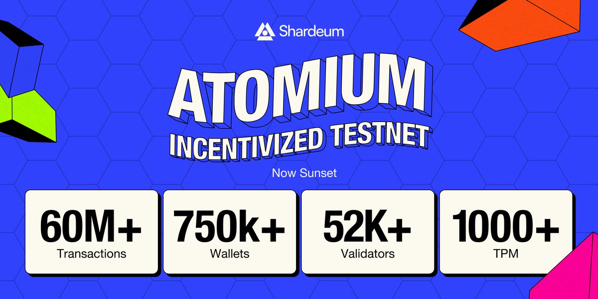 📢 Atomium Stage 4 Network is Now Sunset  

As we gear up for the mainnet launch, we are retiring our incentivized testnet Stage 4 network.  

Thank you for making our incentivized testnet one of the best-performing L1 testnets with over 60M transactions, 52K+ validators &amp; 750K+
