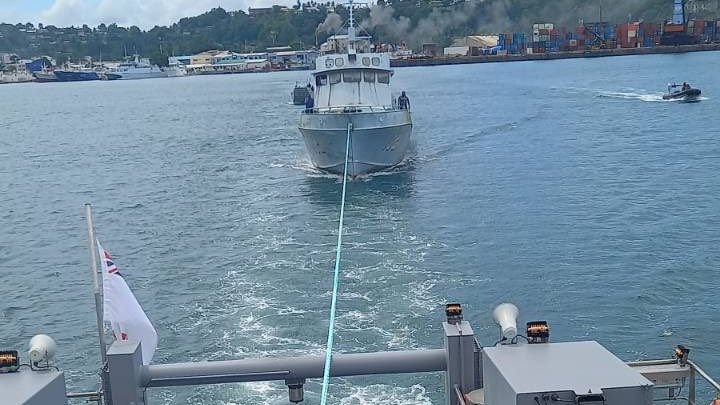 Republic of Fiji Navy (@fijinavy) on Twitter photo The decommissioned L-class ship ๐๐๐๐ ๐๐๐ช๐ฉ๐ค๐ ๐ departed from ๐๐๐๐ ๐๐ฉ๐๐ฃ๐ก๐๐ฎ ๐ฝ๐ง๐ค๐ฌ๐ฃ Navy base and Suva Harbour for the last time yesterday, towed by ๐๐๐๐ ๐๐๐ข๐ค, to be scuttled.
Commissioned into the Fiji Navy in October 1987 with sister ship ๐๐๐๐ The decommissioned L-class ship ๐๐๐๐ ๐๐๐ช๐ฉ๐ค๐ ๐ departed from ๐๐๐๐ ๐๐ฉ๐๐ฃ๐ก๐๐ฎ ๐ฝ๐ง๐ค๐ฌ๐ฃ Navy base and Suva Harbour for the last time yesterday, towed by ๐๐๐๐ ๐๐๐ข๐ค, to be scuttled.
Commissioned into the Fiji Navy in October 1987 with sister ship ๐๐๐๐