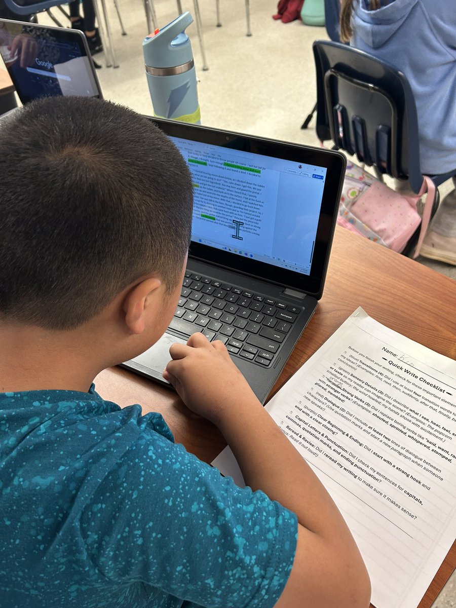 PamRountree's tweet image. Color coding the elements needed to meet the rubric requirements REALLY made my kids analyze their writing! This was a winning strategy! 👍 @lbailey801 #engagecobb #studentwriting @CobbInTech