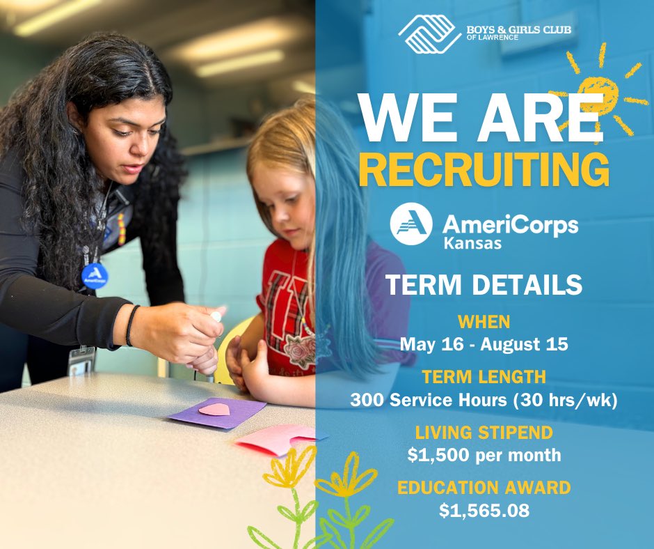 Summer will be here before you know it! As an AmeriCorps member, you can help promote a positive learning environment for Club kids and their mental, physical and emotional health through individual and group services ☀️ Apply online! bit.ly/4hpzPxp