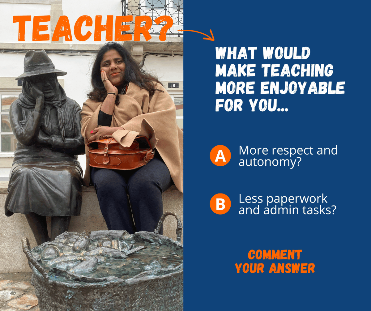 NeuroGrowthLSC's tweet photo. What would make teaching more enjoyable?

A) More respect &amp; autonomy—teach your way.
B) Less paperwork—more time for students.

Which would make the biggest difference? Reply with your choice! 👇

#KohilaSivas #LearningSuccessCoaches #TeachingMatters #LessAdminMoreTeaching https://t.co/EiTcxrhuPV