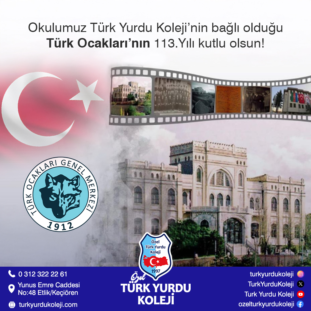 Okulumuz Türk Yurdu Koleji’nin bağlı olduğu Türk Ocakları’nın 113. yılı kutlu olsun!

Türk Yurdu Koleji