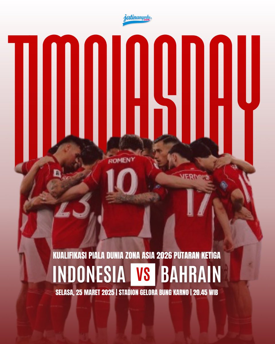 Timnas Indonesia akan melanjutkan laga di Kualifikasi Piala Dunia Zona Asia 2026 Putaran Ketiga kontra Bahrain pada (25/3/2025) pukul 20.45 WIB.

Berapa prediksi skor 🇮🇩Vs🇧🇭 versi kamu?

Kreatif: Muhammad Nauval Pratama

#TimnasDay #IndonesiaVsBahrain #KualifikasiPialaDunia2026