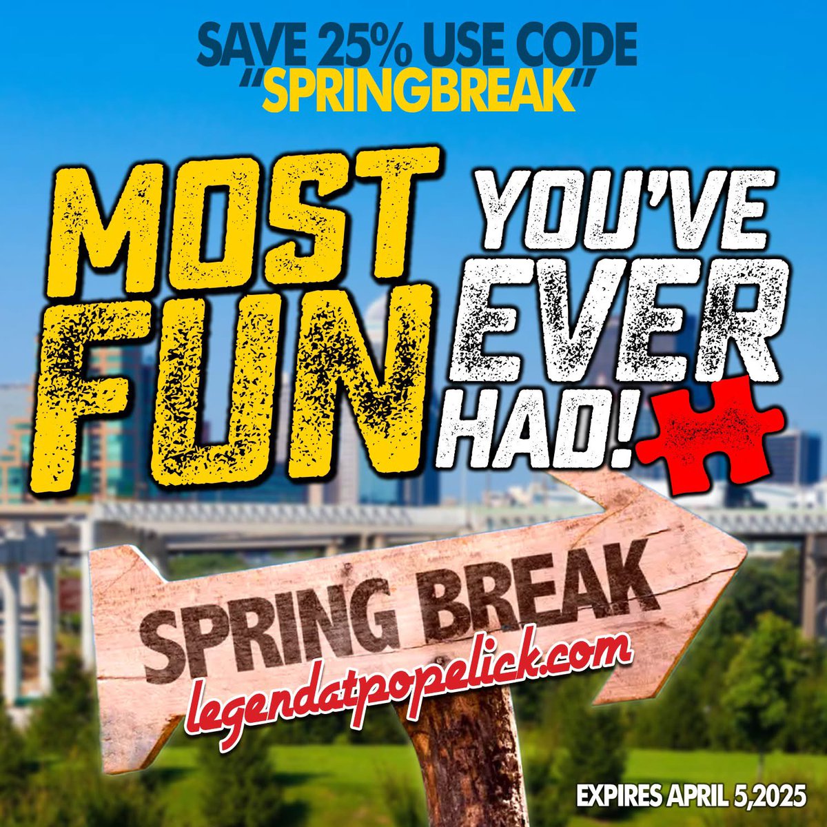 dangerrun's tweet image. While we&apos;re busy prepping for the finals, you can bone up on your puzzle solving skills with any of our indoor or outdoor escape games. Here is a break just for you to save  25% on some fun!

#moretocome #mostfun #escaperooms #springbreak #louisvilleky
