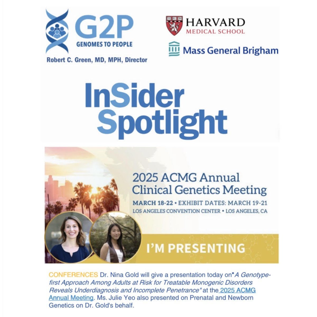 Genomes2People (@genomes2people) on Twitter photo 📩#G2PInsiderSpotlightNewsletter| genomes2people.org/g2p-march-news…
Dr. Nina Gold & Julie Yeo took the stage at #ACMGMtg25, sharing pivotal insights on newborn sequencing & genetic diagnosis. Missed their talks? Catch the highlights in our latest newsletter + what’s next for #ICoNS25! 🇬🇧🧬 📩#G2PInsiderSpotlightNewsletter| genomes2people.org/g2p-march-news…
Dr. Nina Gold & Julie Yeo took the stage at #ACMGMtg25, sharing pivotal insights on newborn sequencing & genetic diagnosis. Missed their talks? Catch the highlights in our latest newsletter + what’s next for #ICoNS25! 🇬🇧🧬
