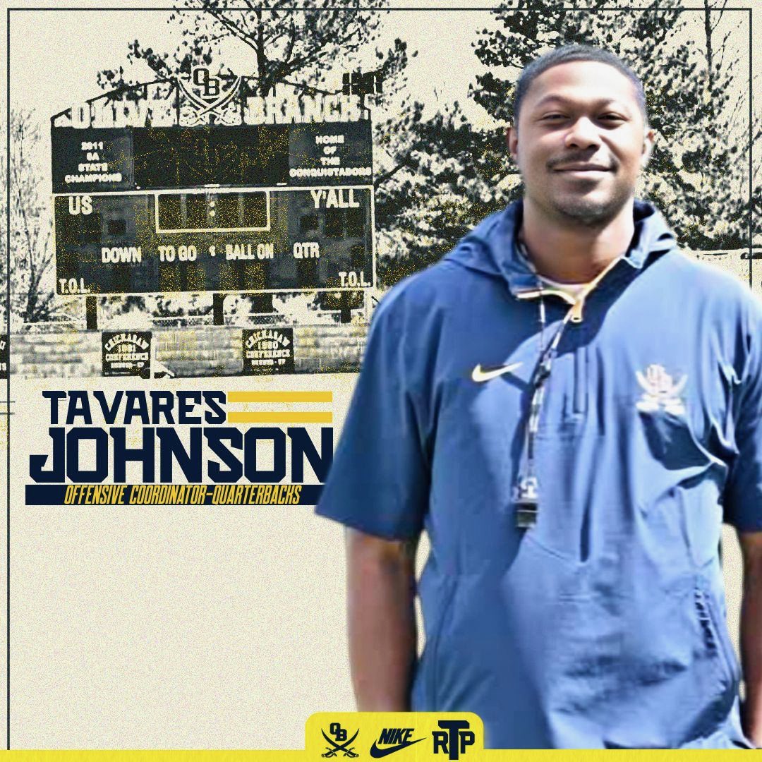 Please help us welcome Coach Johnson <a href="/_CoachJohnsonJr/">COACH T</a> to our Conquistador Family! Welcome to Olive Branch High School! #RTP #OBPride 🔵⚔️🟡
<a href="/CoachJ1906/">Marcus Jamison</a>