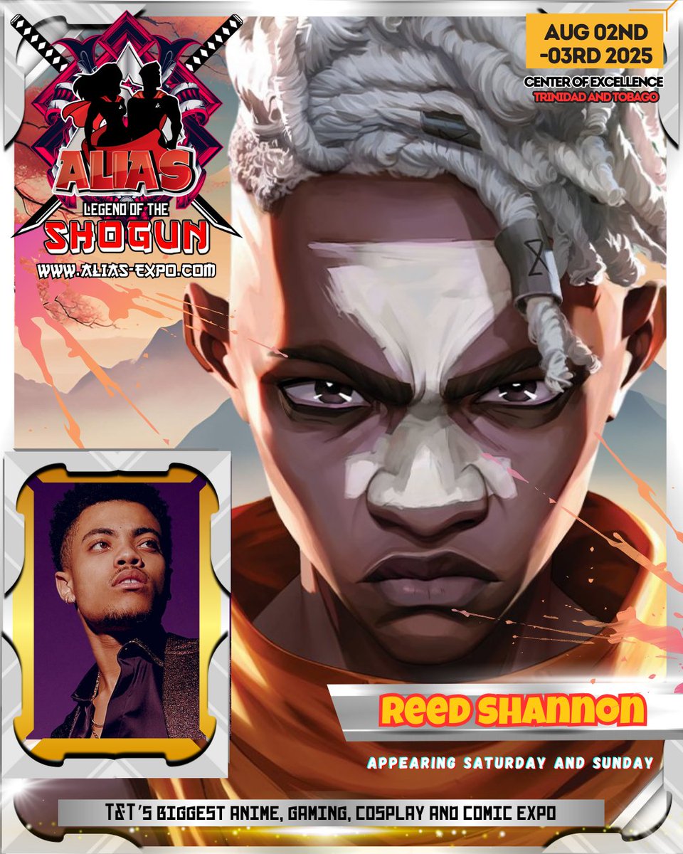 alias_expo's tweet photo. Don't Blink!! We are gonna be shattering time at ALIAS 2025!! We have the incredible honor of welcoming The Boy Savior, Arcane superstar @reedshannon  to Trinidad and Tobago this year! https://t.co/0QJIEft2i6