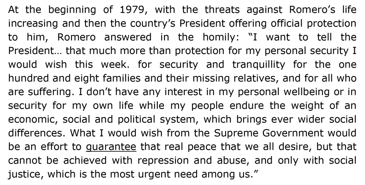 MadocCairns's tweet photo. Worth remembering that Oscar Romero was martyred not just for speaking out against repression - both Carter &amp; Reagan were happy to condemn it in general terms - but for identifying, &amp; holding accountable, the perpetrators of the violence &amp; the system it was intended to protect https://t.co/KSiIQHAw8u