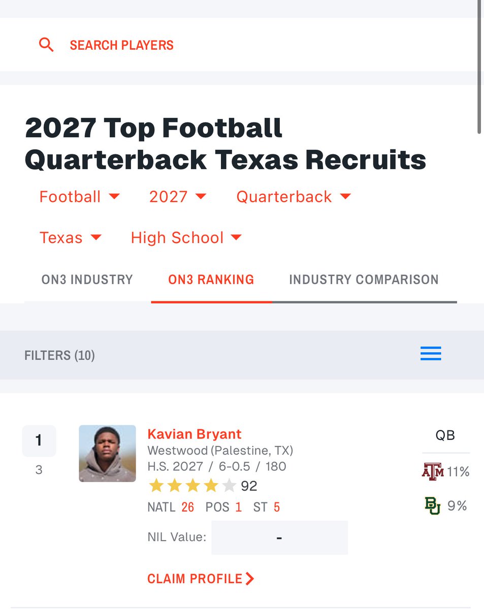 Kavian Bryant (@kavianbryant27) on Twitter photo Extremely blessed to be ranked the number 1 QB in the country. Appreciate the love <a href="/On3Recruits/">On3 Recruits</a>…. Still work to be done!!! Extremely blessed to be ranked the number 1 QB in the country. Appreciate the love <a href="/On3Recruits/">On3 Recruits</a>…. Still work to be done!!!