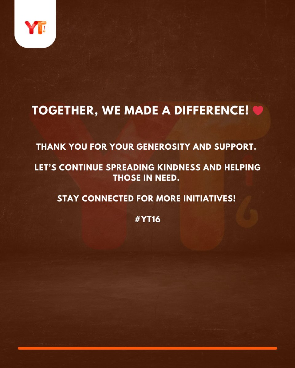 YT16OFFICIAL's tweet photo. We’re grateful for this amazing community—thank you for your support! 💙

DM us to learn more about our work.

#FoodRationDistribution #YT16 #LKA 🧡 https://t.co/aMbbMyTyzq