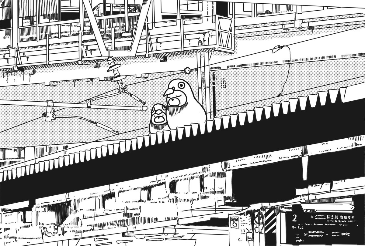 西明石駅2番線ホーム屋根屋根の上の鳩 