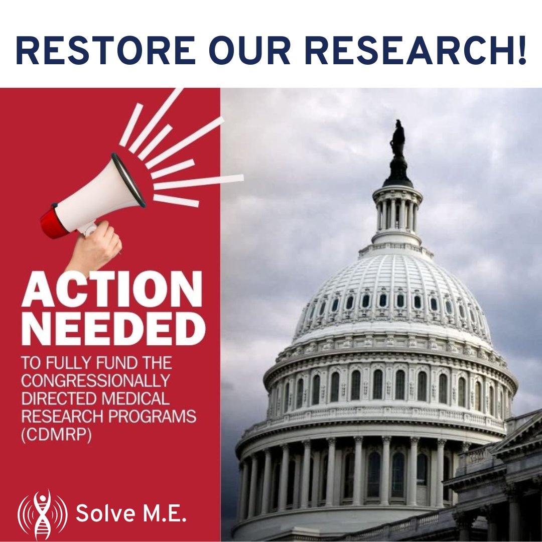 PlzSolveCFS's tweet photo. Congress cut funding to the Congressionally Directed Medical Research Program by 57%--from $1.5B to $650M--& ME/CFS research will receive $0 in FY25. Use our toolkit to tell your members of Congress to #RestoreOurResearch
https://t.co/vzDcbqsswp https://t.co/ko3aJ5mcl4
