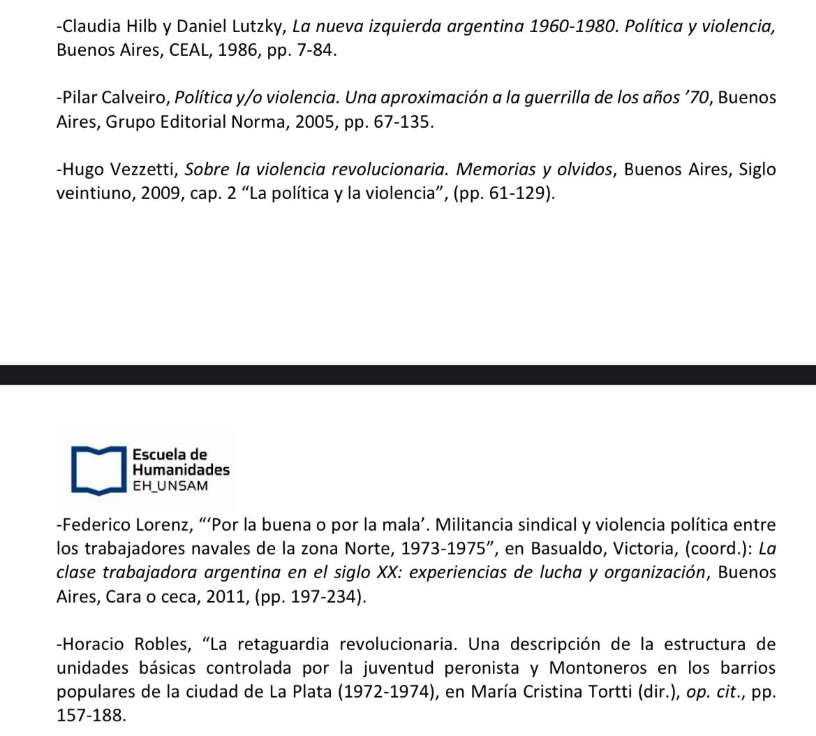 aleprietoo_'s tweet photo. Esto es parte del programa de Historia Argentina II, UNSAM. 

Si hay algo que se ve, se estudia su composición, ideología y motivación son las experiencias guerrilleras de los ‘60 y ‘70. Es mentira que se omite, lisa y llanamente. Y la represión estatal se estudia desde el ‘74. https://t.co/ZR8Hwihu7p