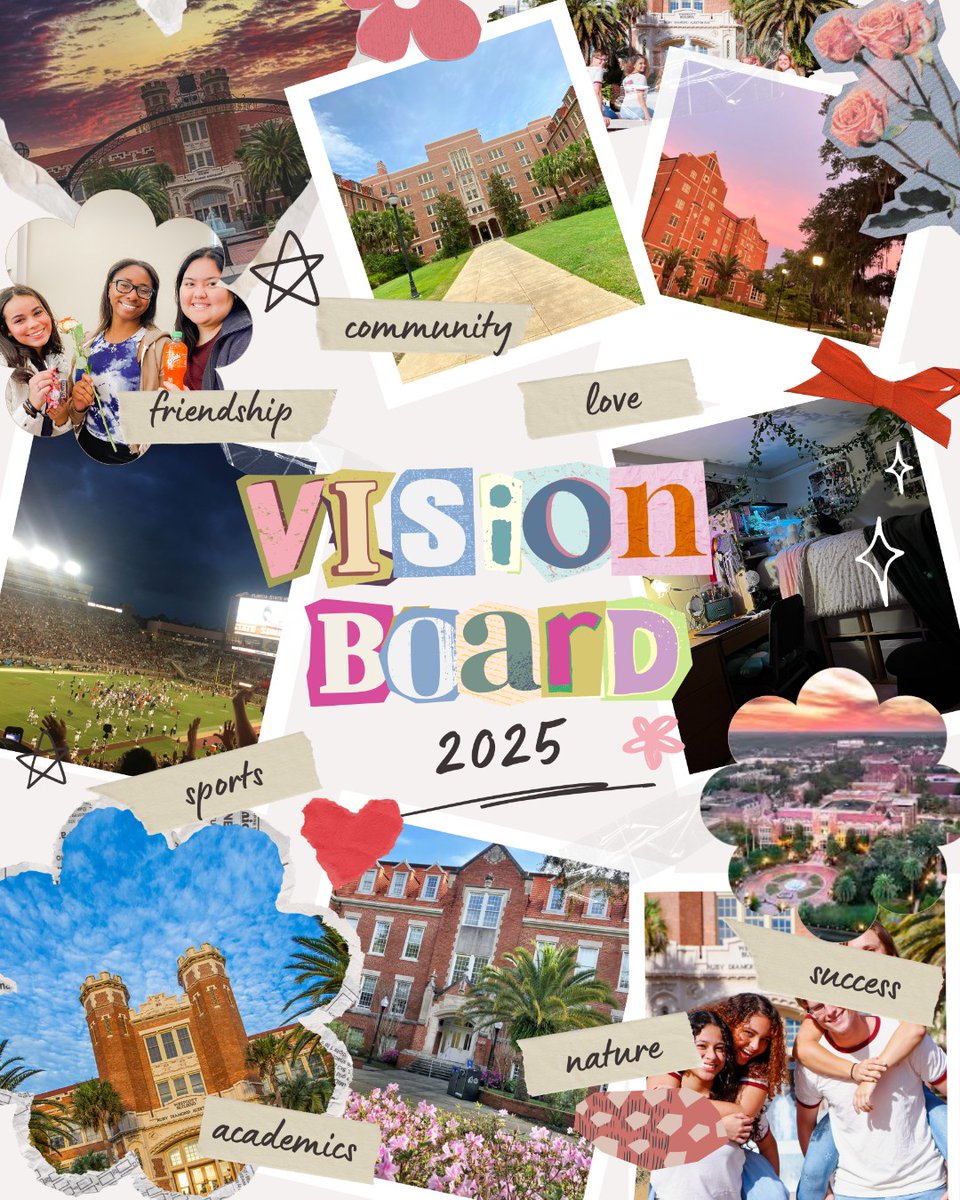 Make the most of your experience here! What is on your vision board for the rest of 2025 at FSU? 
#VisionBoard #MakeTheMost #FSUHousing #EnvisionYourExperience