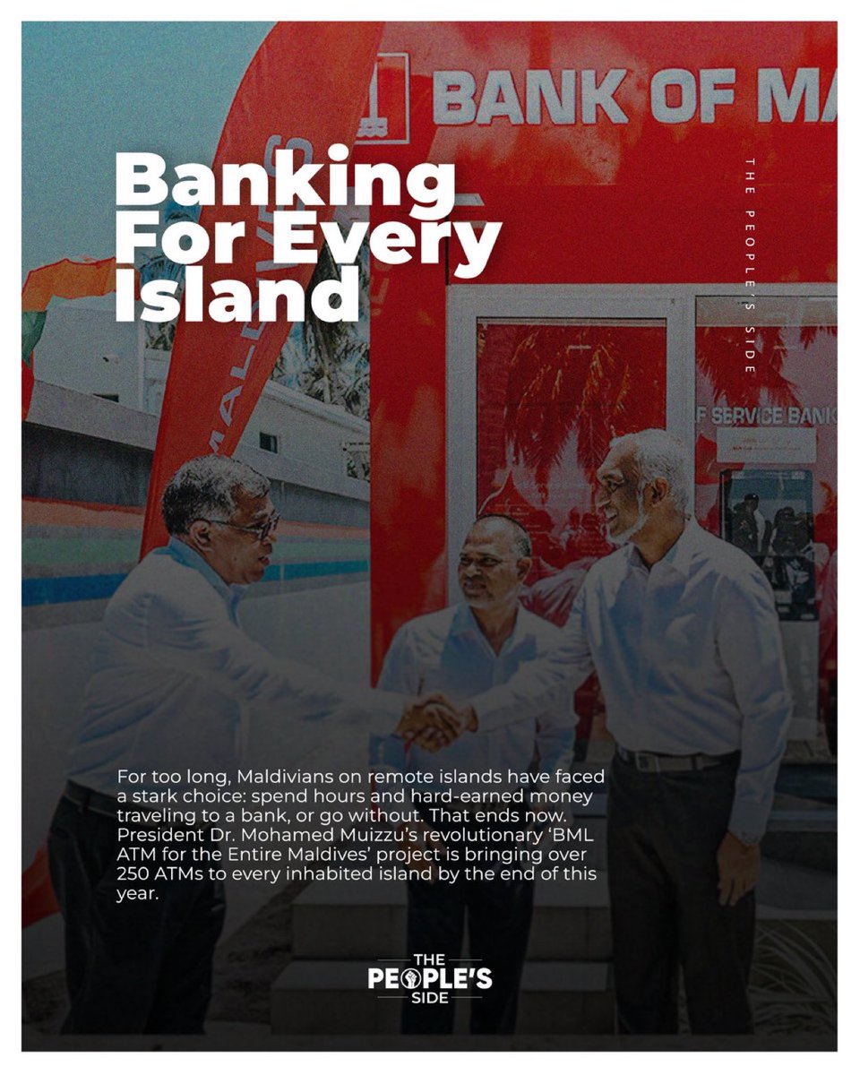 Banking
For Every 
Island

<a href="/MMuizzu/">Dr Mohamed Muizzu</a>  🫡🇲🇻❤️
<a href="/peoplesidemv/">The Peoples Side</a>