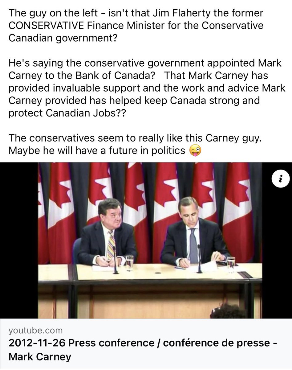 Was it only 12 years ago that the Conservative Party was singing Mark Carney's praises as the guy who kept Canada Strong and helped protect canadian jobs?   They seemed to think very highly of him.