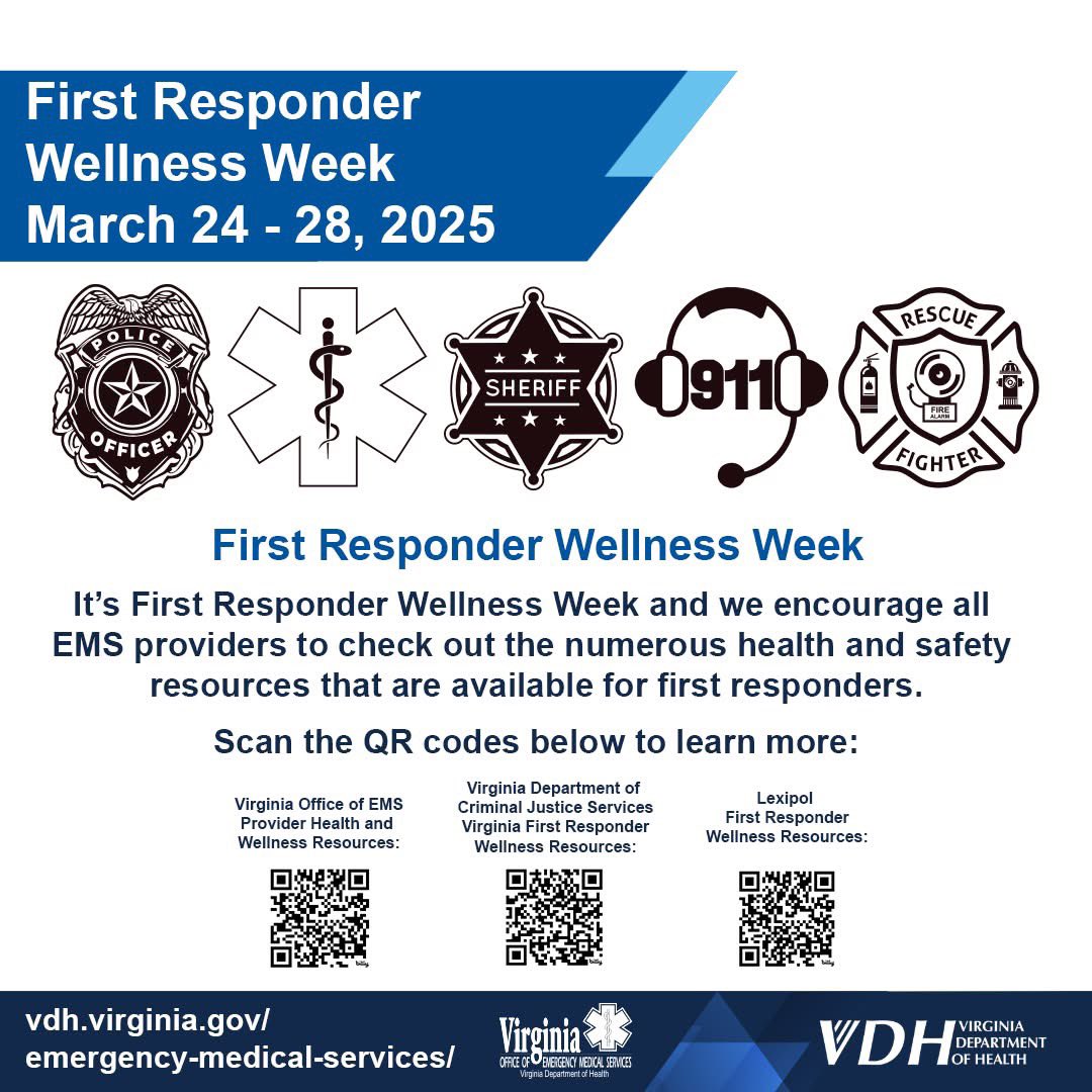 vbvrs's tweet photo. “Fit for Duty, Fit for Life!”
March 24-28, 2025is #FirstResponderWellnessWeek! https://t.co/NWUzkBTRpa