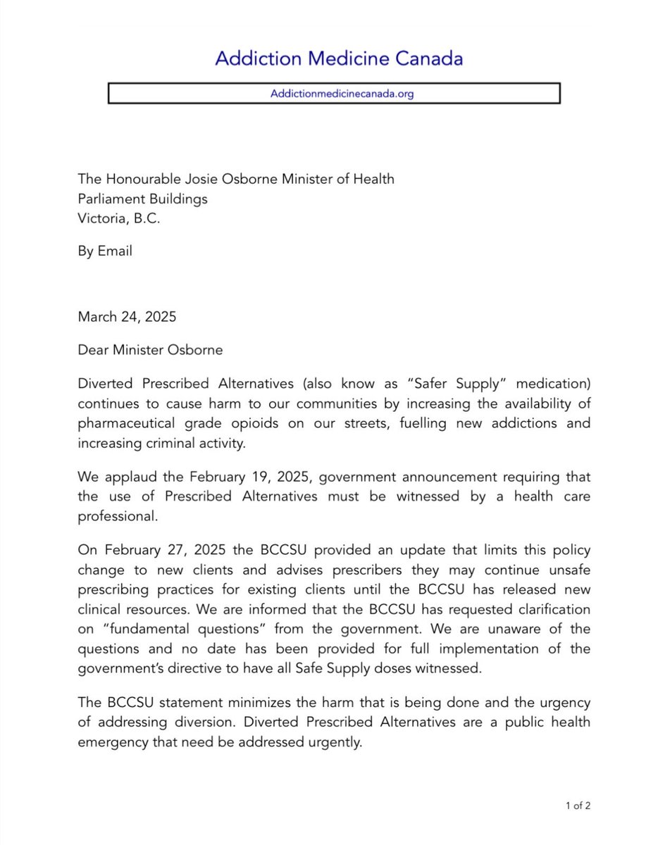 elenoresturko's tweet photo. 🚨 DEFUND & DISBAND THE @BCCSU 🚨

Leading addiction physicians with Addiction Medicine Canada sent a letter to David Eby's Health Minister @Josie_Osborne on Feb 24, raising series concerns about her decision to ask the BCCSU to advise clinicians on witnessed dosing for "safe supply."

The same addiction physicians have sent another letter to Minister Osborne expressing concern that delays by the BCCSU are causing more harm.

The BCCSU has long supported take-home "safe supply" & pushed drug legalization.

They developed protocols to prescribe fentanyl to youth.

They played a big role in DULF's illegal drug trafficking operation by conducting research on vulnerable British Columbians. Their Director of Research Thomas Kerr published studies about the operation with DULF's co-founders who were arrested & charged with drug trafficking. 

In July 2024, David Eby's PHO Bonnie Henry featured DULF's research in her report calling for legalization.

The BCCSU's Kerr has spoken out against police seizing deadly drugs. He was also caught in leaked audio recordings plotting to disrupt a recovery conference.

The BCCSU is partly funded with YOUR tax dollars from the NDP. They also receive money from for-profit pharma companies, cannabis companies & other entities.

Not only should Eby & the NDP not engage with the BCCSU on witnessed dosing for "safe supply," they should defund & disband the BCCSU because it no longer serves the public interest.