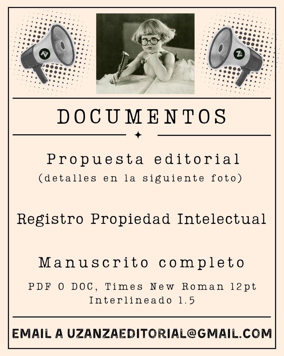 UzanzaEditorial's tweet photo. 📣 Buscamos manuscritos de MISTERIO en todas sus variantes: suspense, policíaca, thriller, novela negra, rural noir, comedia negra, espionaje, judicial...

👉🏽 LA OBRA HA DE SER INÉDITA

🟣Fechas: del 1 al 7 de abril, ambos incluidos.

🟣Entre 50.000 y 200.000 palabras

Sigue 👇🏽 https://t.co/t0C6cA28fq