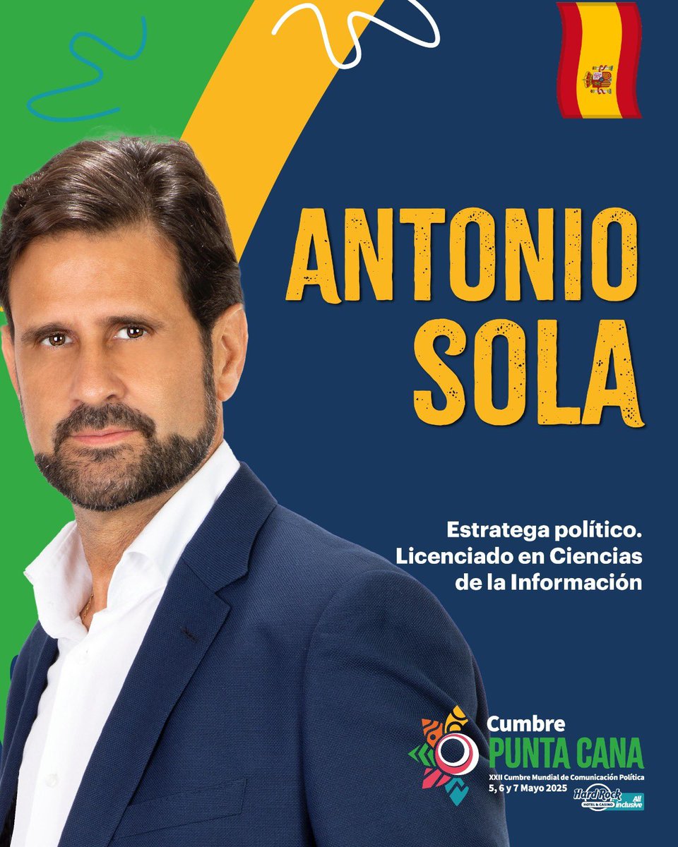 <a href="/AntonioSola_/">Antonio Sola</a> en #CumbrePuntaCana 🌴

💡 La estrategia política no se improvisa. Se construye con visión, liderazgo y un mensaje poderoso.

Es reconocido como el “creador de presidentes”. Ha liderado campañas en más de 25 países, transformando candidatos en líderes.